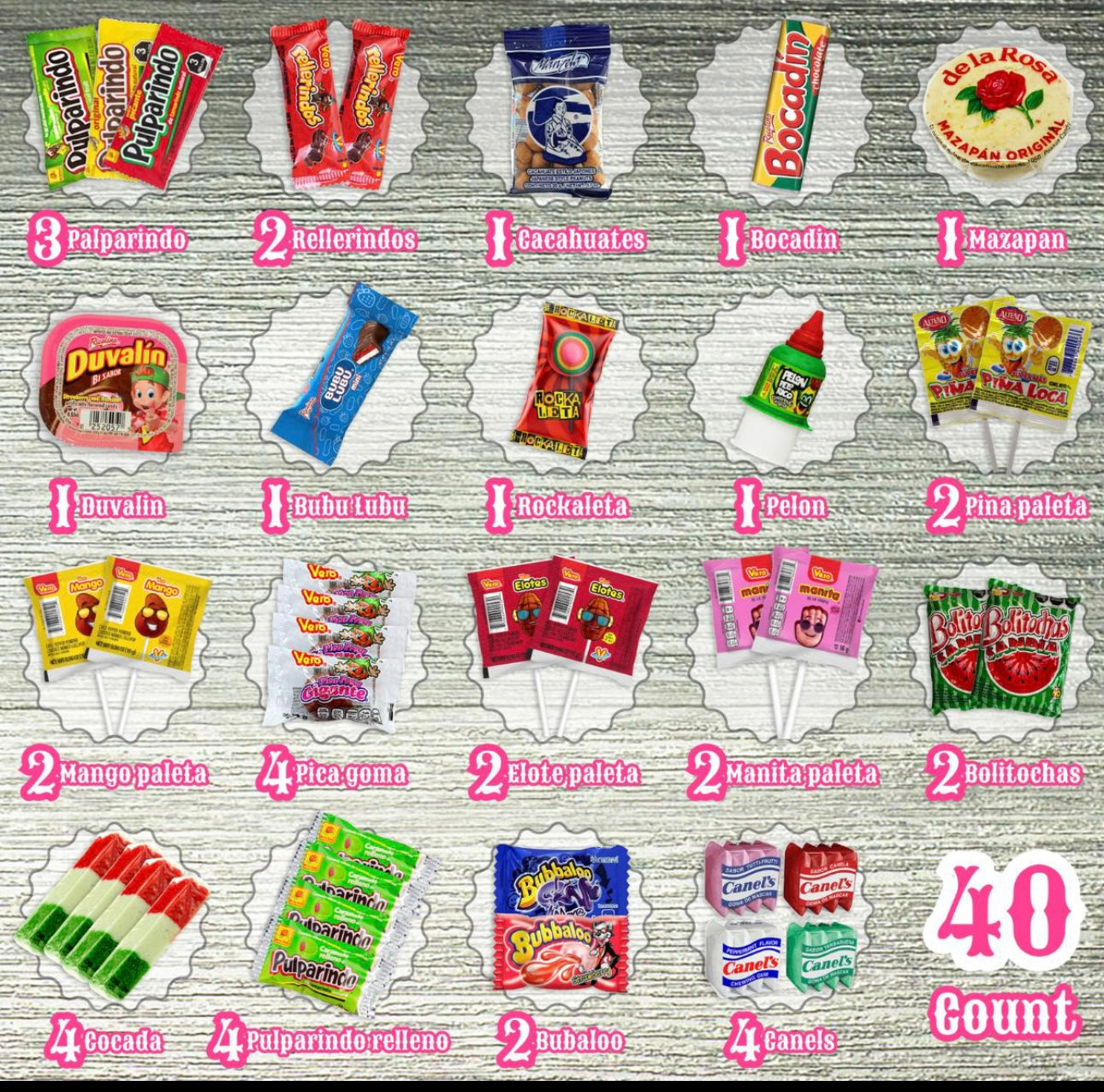 40 pcs Mexican Candy Bag